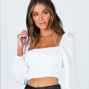 White cropped top